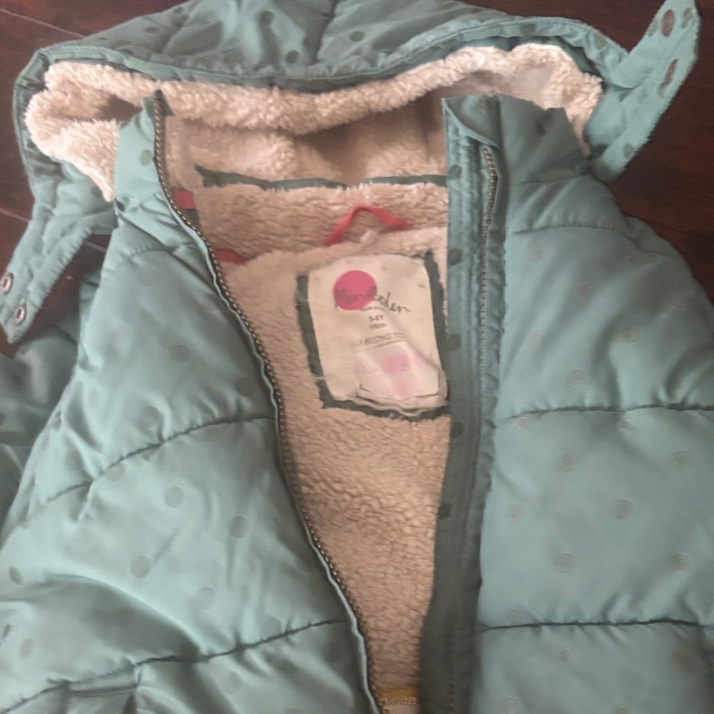Mini Boden Teal Jacket with Sherpa Lining
